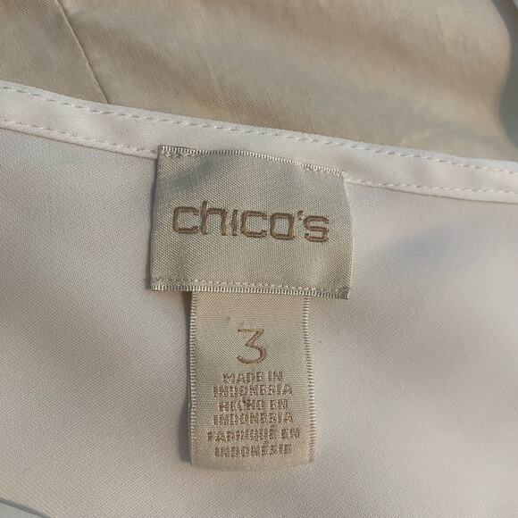 Chicos Tunic 3 XL White Flowy Flutter Sleeve Minimalist Feminine - Picture 4 of 15